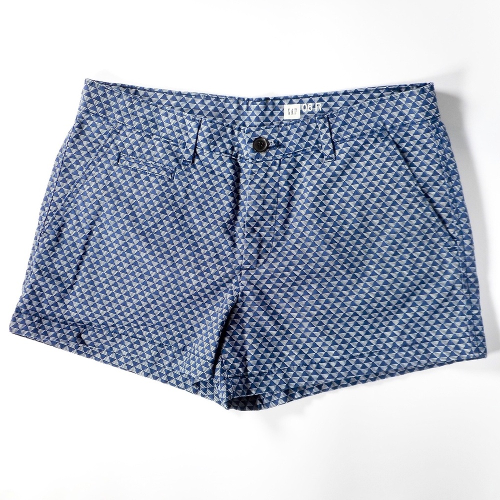 GAP Blue Cotton Womens Sz 6 R Short Geometric Print Pockets XLNT